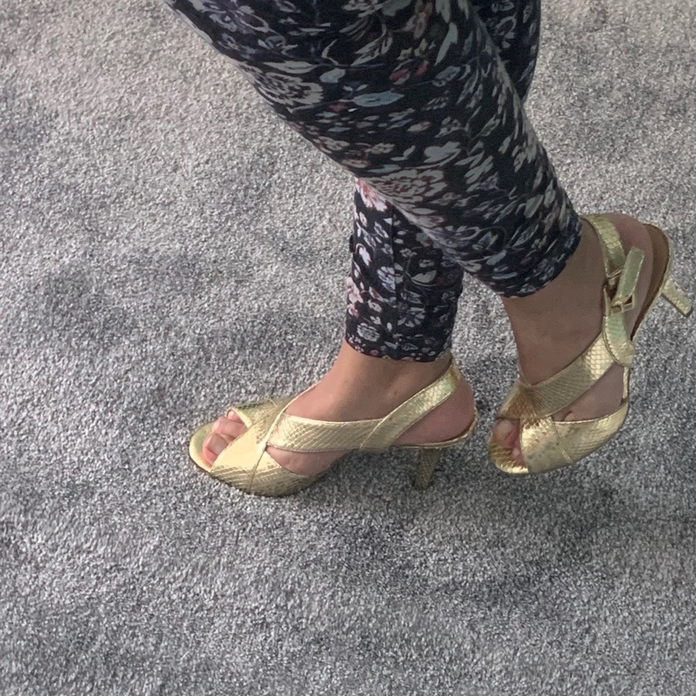 MK peep toe stiletto sandals
